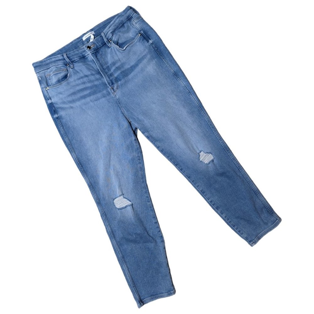 Good American Good Curve Crop Distressed High Rise Stretch Skinny Jeans 16